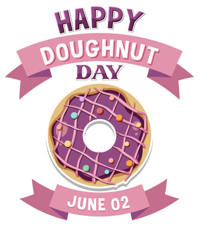 Happy doughnut day in June illustrationのイラスト素材