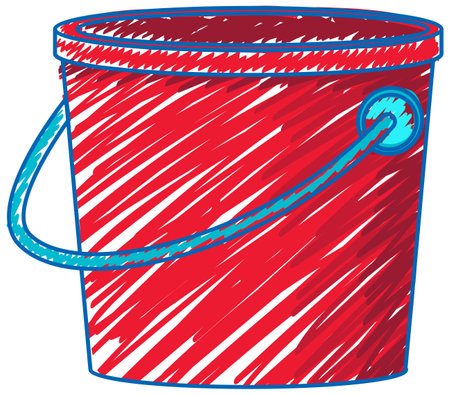 Bucket in pencil colour sketch simple style illustrationのイラスト素材
