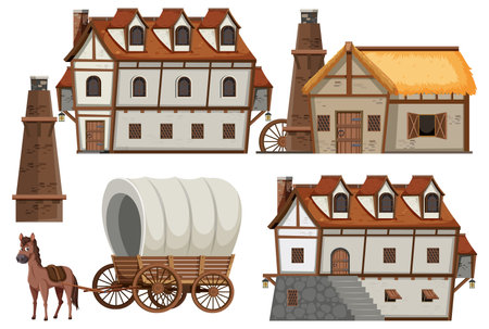 Set of medieval object illustrationのイラスト素材