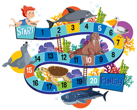 Snakes and ladders board game template illustrationのイラスト素材