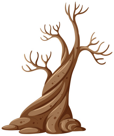 Isolated tree without leaves cartoon illustrationのイラスト素材