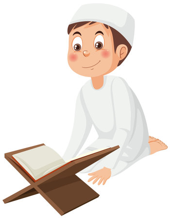 Muslim Man Praying Cartoon Character illustrationのイラスト素材