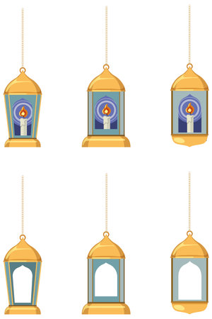 Set of Arabic Lanterns illustrationのイラスト素材