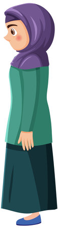 Side View of Muslim Girl Cartoon Character illustrationのイラスト素材