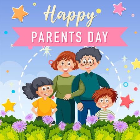 Happy parent day in nature background illustrationのイラスト素材