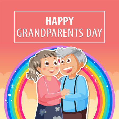 Happy grandparent day with background illustrationのイラスト素材