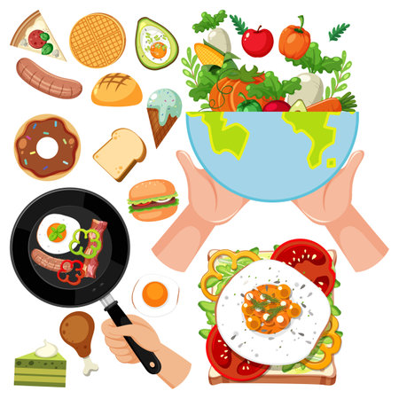 Set of healthy food icon illustrationのイラスト素材