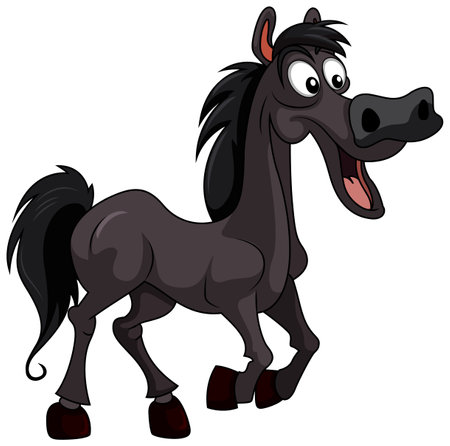 A Black Horse Cartoon Character illustrationのイラスト素材