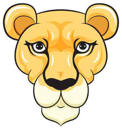 Lioness Face in Cartoon Style illustrationのイラスト素材