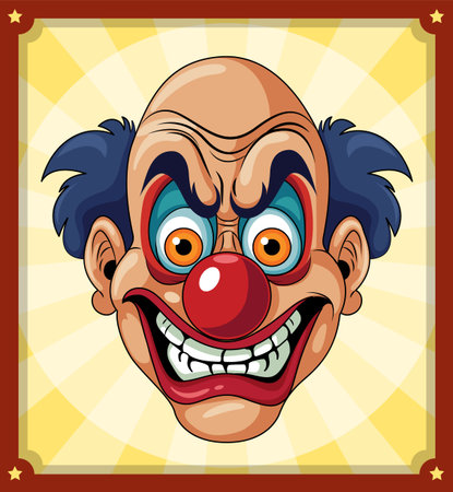 Creepy clown face on retro comic background illustrationのイラスト素材