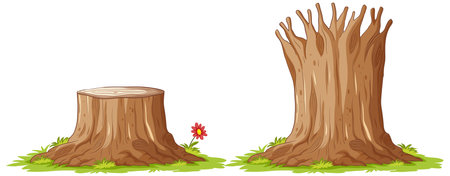 Isolated tree with no leaves and stump illustrationのイラスト素材