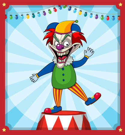 Creepy clown on retro comic background illustrationのイラスト素材