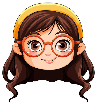 Cute nerdy girl cartoon character illustrationのイラスト素材