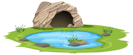 Set of isolated cave cartoon illustrationのイラスト素材
