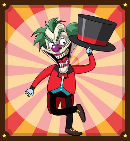 Creepy clown on retro comic background illustrationのイラスト素材