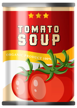 Tomato soup canned food illustrationのイラスト素材