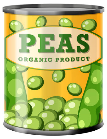 Green Peas in Food Can illustrationのイラスト素材