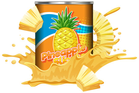 Canned Sliced Pineapple with Juice Splash illustrationのイラスト素材