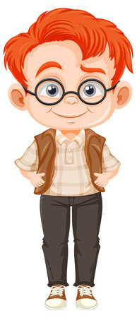 Cute nerdy boy cartoon character illustrationのイラスト素材