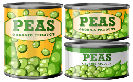 Organic Pea Food Cans Collection illustrationのイラスト素材