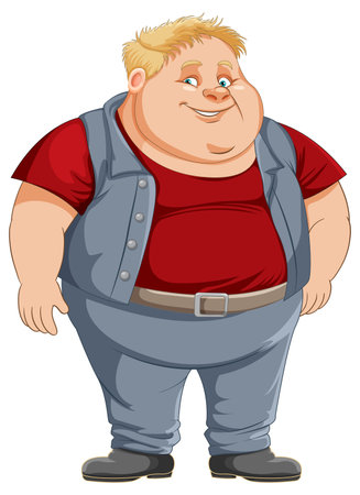 Fat male cartoon character illustrationのイラスト素材