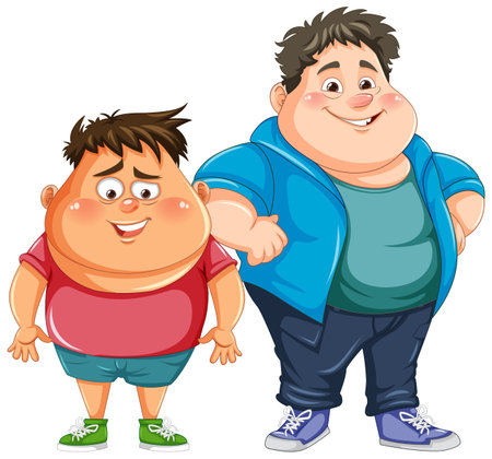 Happy Fat Men Cartoon Character illustrationのイラスト素材