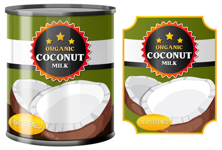 Coconut Milk in Food Can Vector illustrationのイラスト素材