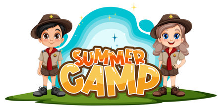 People camping at campsite illustrationのイラスト素材