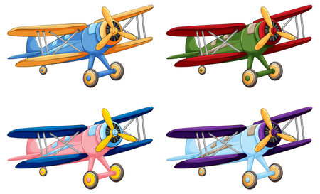 Cute vintage aircraft cartoon illustrationのイラスト素材