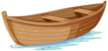 A cartoon illustration of a wooden paddle boat sailing on the waterのイラスト素材