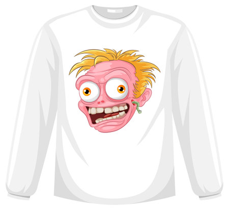 A vibrant vector cartoon illustration of a zombie head on a shirtのイラスト素材