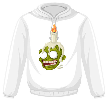 A vector cartoon illustration of a zombie skull with a candle, perfect for a secret spell screening on a hoodieのイラスト素材