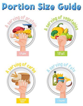 Comparing food amounts using hand portion size guideのイラスト素材