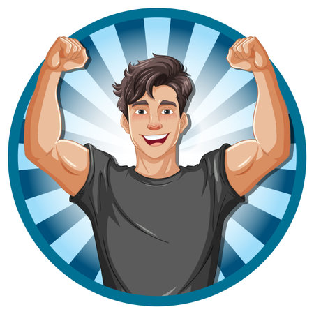 A vector cartoon illustration of a strong, muscular and handsome manのイラスト素材