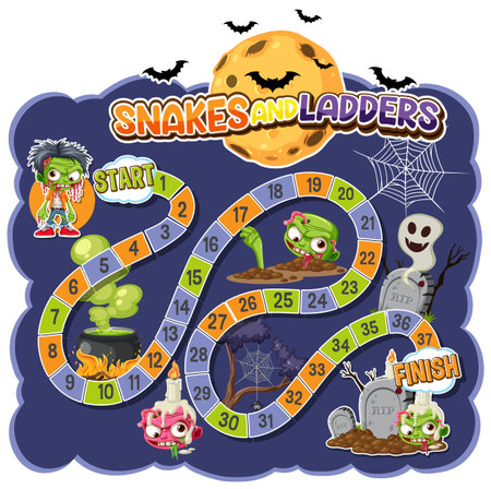 A vector cartoon illustration of a Halloween-themed board gameのイラスト素材