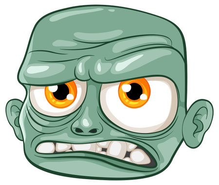 An old, grumpy zombie man with a bald head and green skin depicted in a cartoon vector illustration styleのイラスト素材