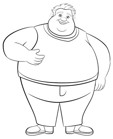 Vector illustration of a teenage male cartoon character with a round body shapeのイラスト素材