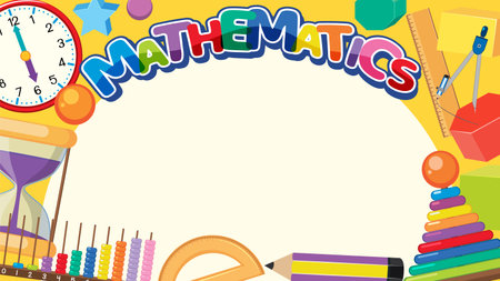 Mathematics Border Background: Vector Cartoon Illustration Style illustrationのイラスト素材