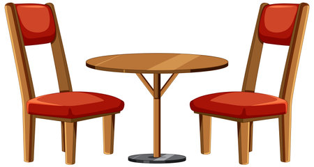 An isolated vector cartoon illustration of a vintage chair and table setのイラスト素材