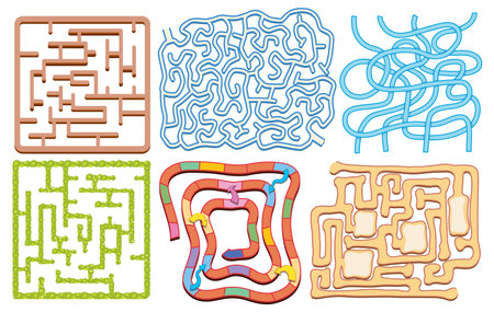 A vector cartoon illustration of a labyrinth maze game templateのイラスト素材
