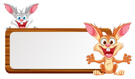 A cheerful cartoon illustration of a funny rabbit with bright colorsのイラスト素材