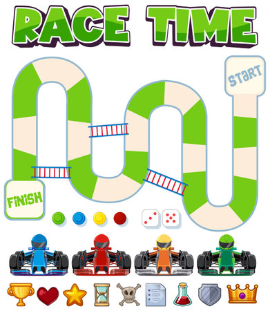 A vector cartoon illustration of a maze game with a car racing themeのイラスト素材