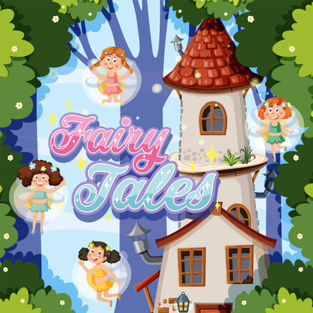 Charming fairies gracefully fly amidst a whimsical woodlandのイラスト素材