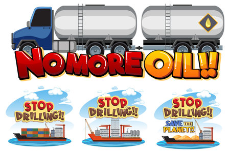 An impactful cartoon illustration advocating against oil drillingのイラスト素材