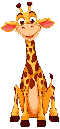 Vector illustration of a happy seated giraffeのイラスト素材