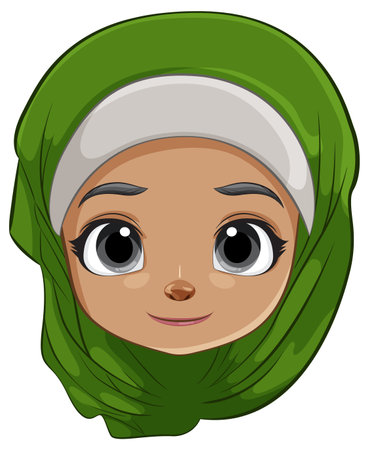 Vector illustration of a happy, hijab-wearing girlのイラスト素材
