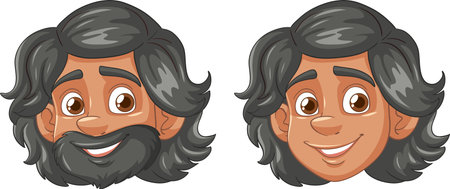 Vector illustration of a man with two expressions.のイラスト素材
