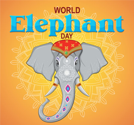 Illustration of an elephant with decorative elementsのイラスト素材