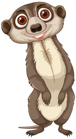 Smiling meerkat with big eyes standing uprightのイラスト素材