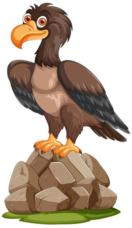 Illustration of an eagle on a rockのイラスト素材